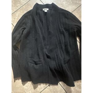 Michael Kors Collection S M Wool Cashmere Silk Open Cardigan Sweater Black